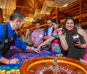 supporter holding poker chip